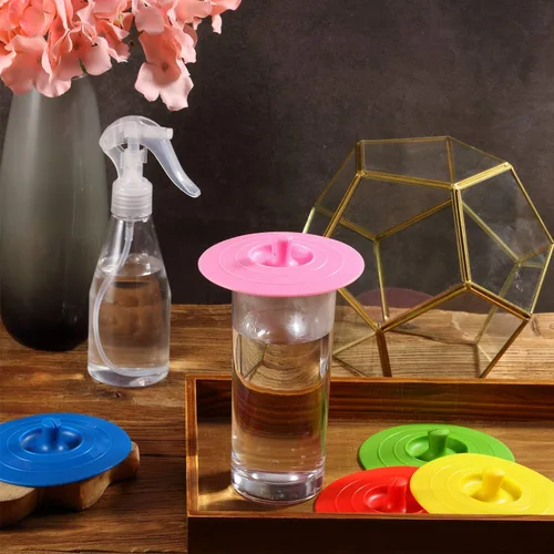 Miniatura 5 de Boao 10 fundas de silicona para tazas para bebidas, tapas de silicona antipolvo de 4 pulgadas con soporte para cuchara para taza de café, té, tapas
