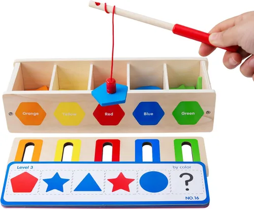 Miniatura 4 de Montessori para niños pequeños, caja magnética de clasificación de formas de color, juguetes de aprendizaje temprano, juguete educativo de madera