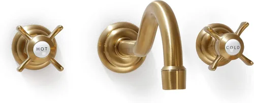 Miniatura 8 de SITGES Grifo de pared, grifo de pared de lavabo de baño de dos manijas con válvula áspera incluida, níquel cepillado