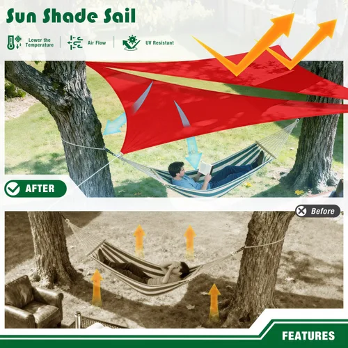 Miniatura 4 de Toldo Vela Triangular de Sombra 2'x2'x2' Toldo Resistente a los Rayos UV Cubierta para Patio Exterior Pérgola Patio Trasero Terraza Jardín Porche