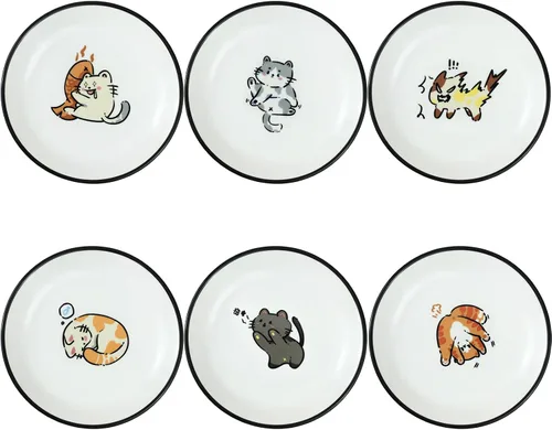 Miniatura 8 de SOCOSY Platos de cerámica súper lindos con animales de dibujos animados, platos de condimentos, pequeños tazones para alimentación de gatos, perros