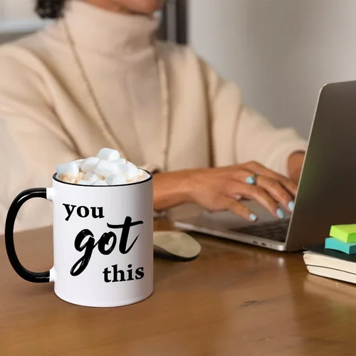 Miniatura 5 de YHRJWN Taza de café con texto en inglés "You Got This" para mujeres y hombres, regalos motivacionales inspiradores para mejores amigos, compañeros
