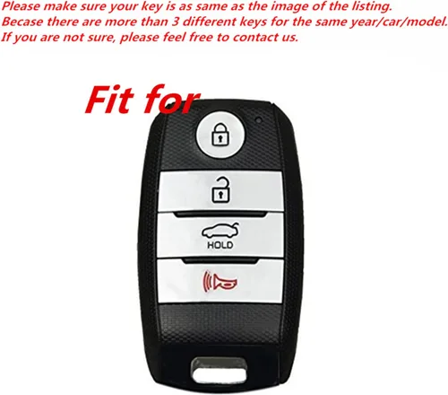Miniatura 3 de Funda de cuero inteligente con 4 botones para llavero remoto para Kia K3 K6 Optima Cerato Forte Sorento Rio Rio5 Rondo Carens (negro)
