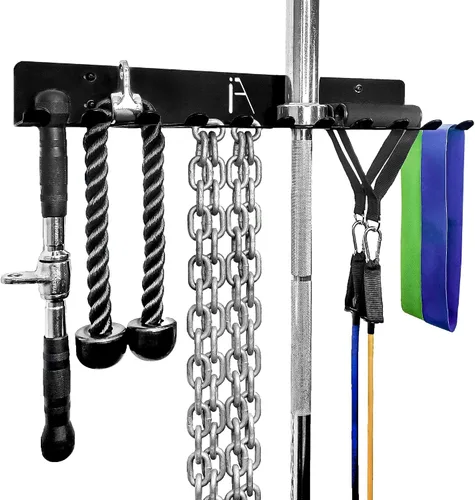 Miniatura 10 de IRON AMERICAN USA Omega Beast - Estante de almacenamiento de gimnasio con 11 ganchos, organizador de pared de gimnasio resistente, almacenamiento