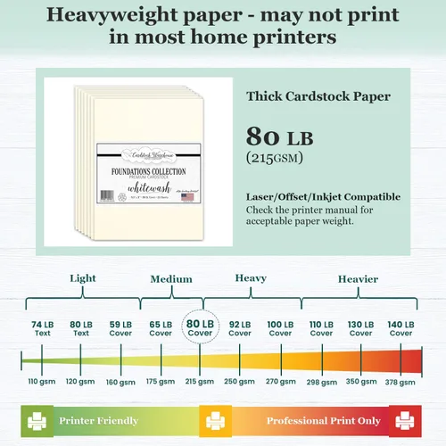 Miniatura 5 de Cardstock Warehouse Foundations Whitewash - 8.5 x 11 pulgadas, 80 libras, 7.58 oz/m², 100% reciclado, 100% papel de cartulina reciclado, 25 hojas