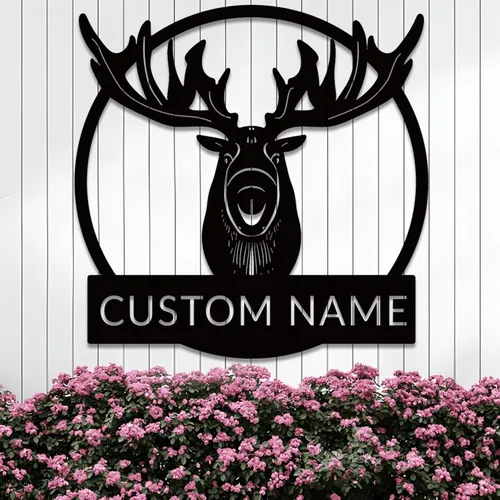 Miniatura 10 de Arte de pared de metal con oso grizzly de bosque, letreros personalizados con nombre de oso rugiente, decoración de pared personalizada de cabaña