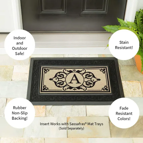 Miniatura 4 de Evergreen Flag Cambridge Monogram Letra A Burlap Sassafras Switch Mat 22" x 10