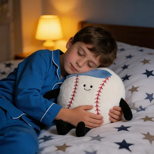 Miniatura 5 de Linda Almohada de Béisbol Suave Animal de Peluche de Béisbol Almohadas Deportivas, 17.7" Regalos de Juguete de Peluche Únicos para Adolescentes