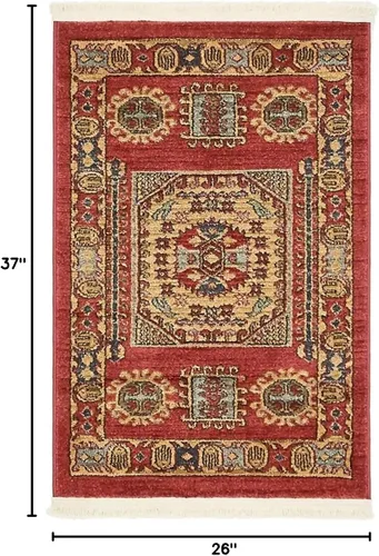 Miniatura 2 de Unique Loom Sahand Collection - Alfombra tradicional geométrica roja (2 pies 2 pulgadas x 3 pies)