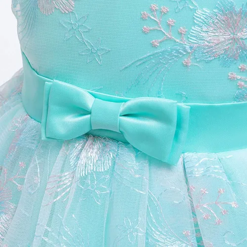 Miniatura 4 de Vestido de dama de honor para niñas con estampado floral, para fiesta de cumpleaños, boda, para primer cumpleaños (verde, 18-24 meses)