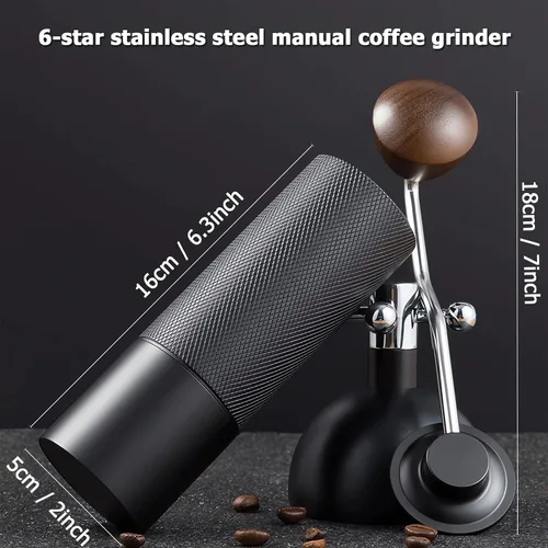 Miniatura 7 de Molinillo de café manual con sistema de doble rodamiento, molinillo de café manual de capacidad de 0.88 oz, molinillo de café manual de acero