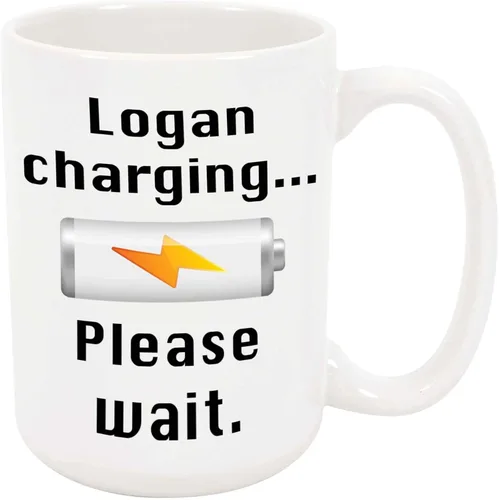 Logan - Taza de café de carga – Taza de cerámica personalizada con nombre, taza de chocolate caliente personalizada/cacao, regalo personalizado de