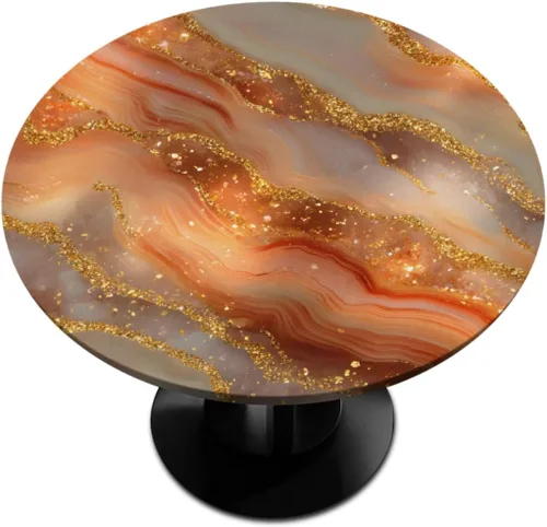 Miniatura 28 de Mantel redondo ajustable de playa de madera de verano con diseño de estrella de mar y borde elástico (se adapta a mesas de 40 a 44 pulgadas)