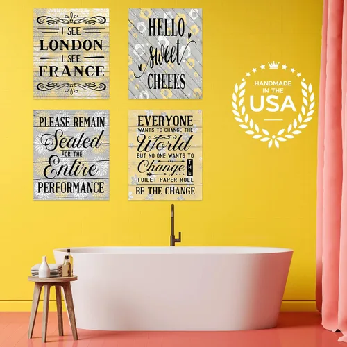 Miniatura 4 de Twisted R Design Lienzo decorativo para pared, juego de 4 impresiones divertidas de 8 x 10 pulgadas para pared de baño, hechas en Estados Unidos