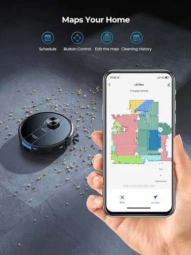 Miniatura 4 de Robot aspirador y trapeador, 5000 Pa - Robot aspirador autovaciante, aspiradora robótica de navegación Lidar con mapeo inteligente, 180 minutos