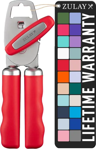 Miniatura 30 de Zulay Kitchen Abrelatas manual de acero inoxidable resistente con abridor de botellas, abrelatas manual a prueba de óxido con perilla giratoria