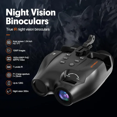 Miniatura 2 de Gafas de visión nocturna, prismáticos digitales de visión nocturna infrarroja de 984 pies con cámara, cabeza o casco, regalos tecnológicos