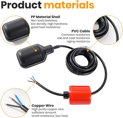 Miniatura 3 de Interruptor de flotador (sin enchufe) Controlador automático de nivel de agua con clasificación IP68, sensor de nivel automático para tanques