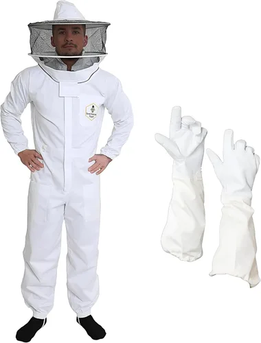 Traje profesional de apicultura para hombres y mujeres, traje de apicultura con guantes de abeja, trajes de apicultura de algodón 100% para