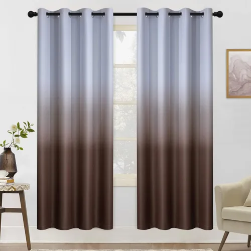 Miniatura 152 de COSVIYA Cortinas 100% Opacas Azul Degradado con Lazos Ajustables para Cocina Aislamiento Térmico Oscurecimiento de Habitación Cenefa con Bolsillo