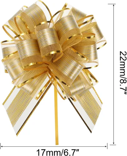 Miniatura 2 de MECCANIXITY 20 lazos grandes de 7 pulgadas para envolver regalos, cinta de organza dorado champán para cestas de boda, regalos de fiesta de Navidad