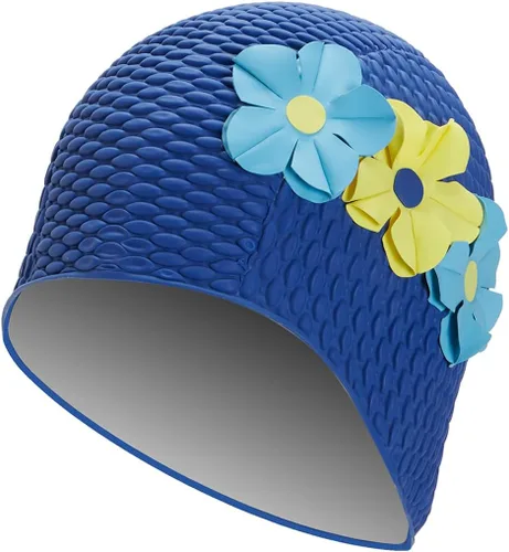 Miniatura 14 de Sporti Gorro de Natación de Burbujas, Gorro de Baño de Protección para Mujeres, Agarre Interior Antideslizante, Hecho de Látex/Goma y Mantiene