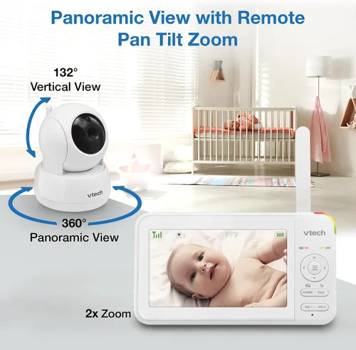 Miniatura 5 de VTech - Monitor de video para bebé con 2 cámaras y pantalla LCD de 5 pulgadas, hasta 17 horas de video y 31 horas de audio