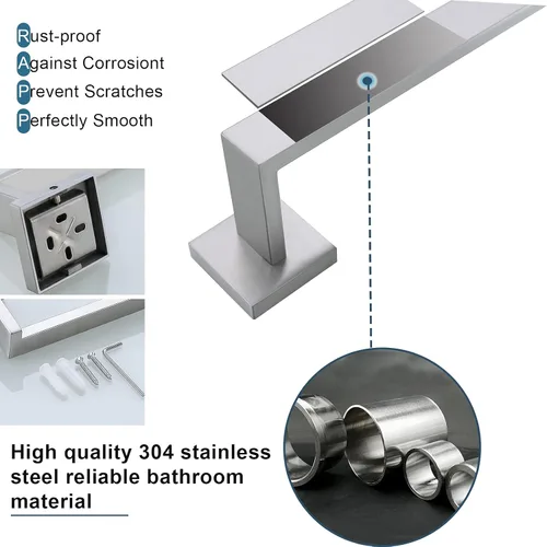 Miniatura 6 de Juego de 4 piezas de accesorios de baño cepillados de acero inoxidable de alta calidad, juego de toallero de baño montado en la pared, soporte