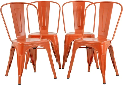 Miniatura 11 de Juego de 4 sillas de comedor, de metal, para interiores y exteriores, sillas de patio, de cocina, de 18 pulgadas de altura, silla de restaurante
