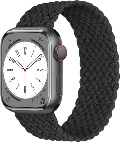 Correa elástica de nylon trenzada Solo Loop, compatible con correas de Apple Watch de 1.496 pulgadas, 1.575 pulgadas, 1.614 pulgadas, 1.654