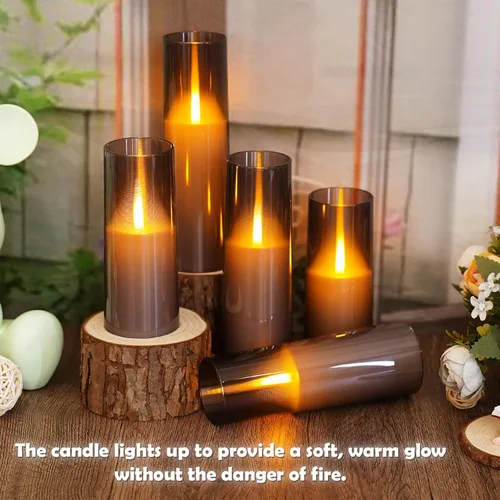 Miniatura 2 de kakoya Velas LED sin llama mejoradas con efecto de llama parpadeante, 7 piezas de velas operadas por batería con temporizador remoto, velas LED