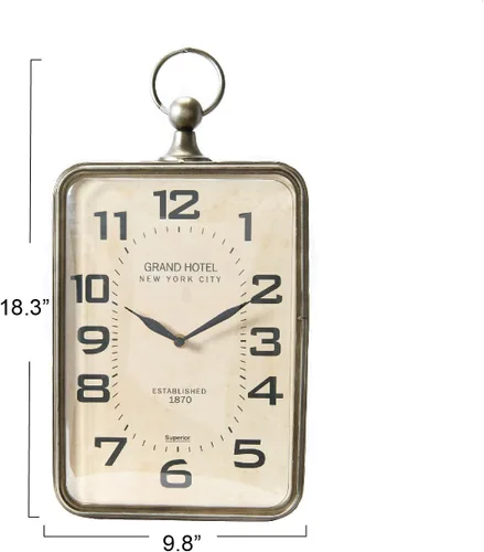 Miniatura 2 de Creative Co-Op Reloj colgante rectangular de metal con decoración de mango en la parte superior