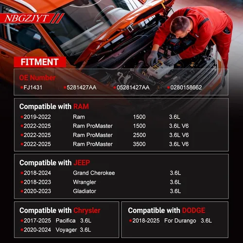 Miniatura 2 de Juego de 6 inyectores de combustible 5281427AA compatibles con Chrysler Pacifica 2017-2021, Voyager 2020-2021, Ram 1500 2019-2022, Dodge Durango
