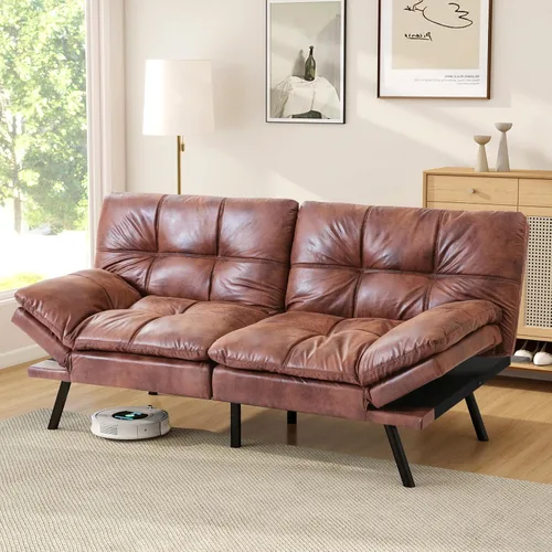 Miniatura 13 de Opoiar Sofá cama plegable de espuma viscoelástica convertible con reposabrazos y respaldos ajustables para espacios pequeños, oficina, estudio