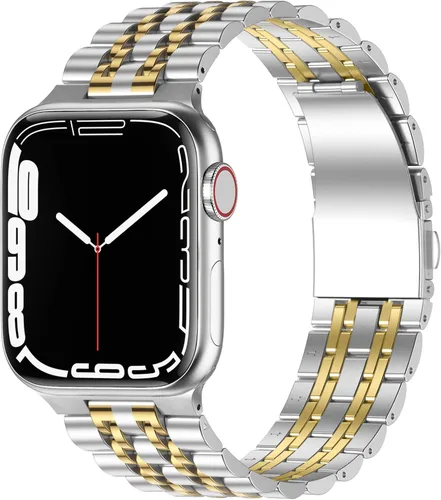 Miniatura 12 de Anlinser Correas de metal compatibles con Apple Watch de 1.65, 1.61, 1.57, 1.49 pulgadas para mujeres y hombres, correa de repuesto de acero Negro