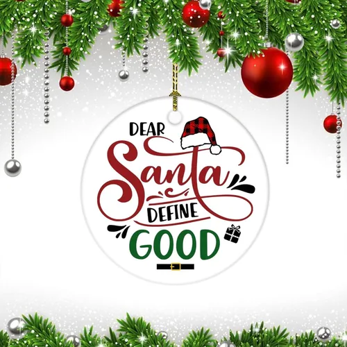 Miniatura 3 de Dear Santa Define Good Christmas Ornament Family Group Gifts - Decoración de árbol de Navidad de doble cara de porcelana de 3 pulgadas, decoración