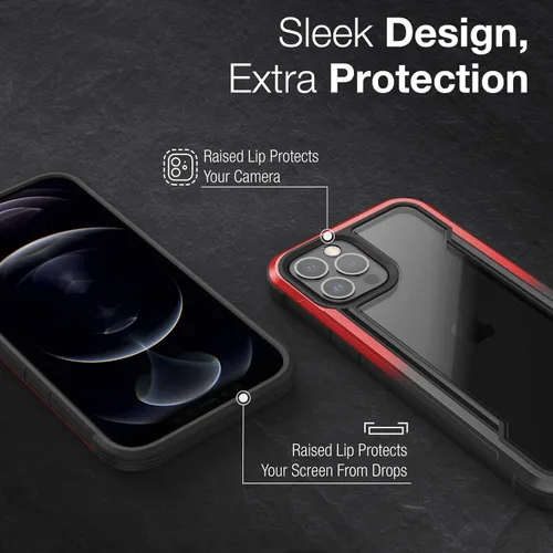 Miniatura 5 de Raptic Shield - Funda compatible con iPhone 12 Pro Max, protección contra golpes, marco de aluminio duradero, probada para caídas de 10 pies de Rojo