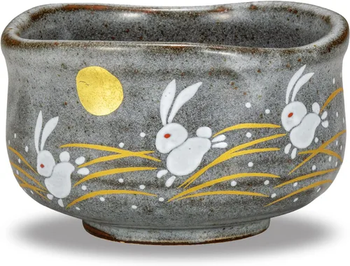 Miniatura 3 de Kutani Japonés Matcha Bowl Conejo YAKI(Ware)