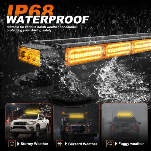 Miniatura 6 de ASPL - Barra de luces estroboscópicas de 66 cm, 126 LED, de emergencia, para techo, doble cara, con controlador, intermitente, de advertencia, luz