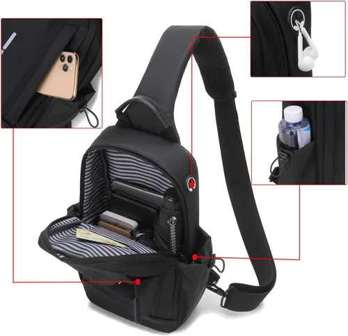 Miniatura 4 de Kilunnyu Crossbody bandolera bandolera mochila multiusos ajustable izquierda o derecha viaje senderismo bolsa de pecho para ciclismo
