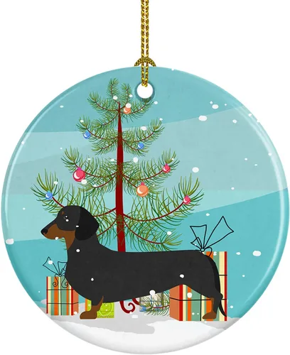 Miniatura 87 de Caroline's Treasures Bulldog inglés «Merry Christmas» adorno de cerámica para árbol de Navidad, decoración colgante para el hogar, Navidad, fiestas