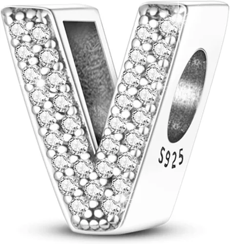 Miniatura 103 de PARCOM Dijes de letras compatibles con pulseras Pandora de plata esterlina S925 con iniciales para pulseras del alfabeto A-Z, cuentas de letras