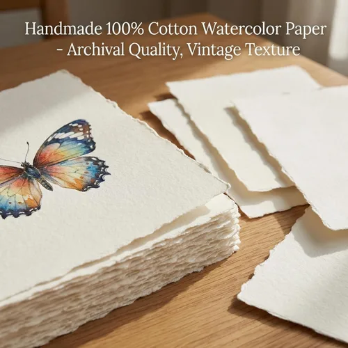 Miniatura 7 de ANSSDO 100 hojas de papel de acuarela con bordes deckled, papel mixto de 160 GSM, hecho a mano en 4 x 6 pulgadas para tarjetas Aceo, pintura
