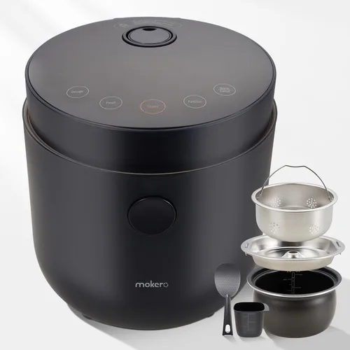 Mokero Arrocera baja en carbohidratos, 2 tazas sin cocer y 4 tazas de cocción regular, pequeña máquina reductora de carbohidratos para arroz y