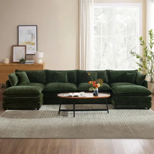 Miniatura 15 de Sofá seccional modular convertible de 76.7", sofás de dos plazas de chenilla con asiento profundo y cojines tipo loveseat para sala de estar, Beige