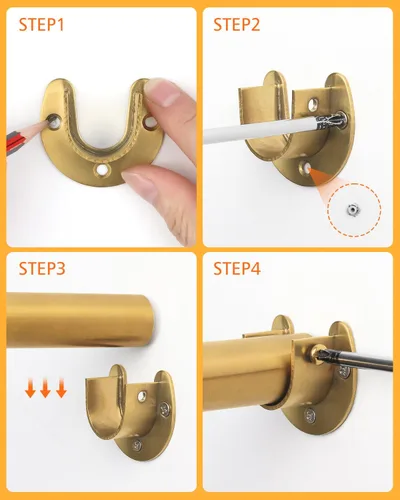 Miniatura 8 de Barras de armario para colgar ropa, resistentes, longitud ajustable (#2 dorado, 18.5 - 28 pulgadas)