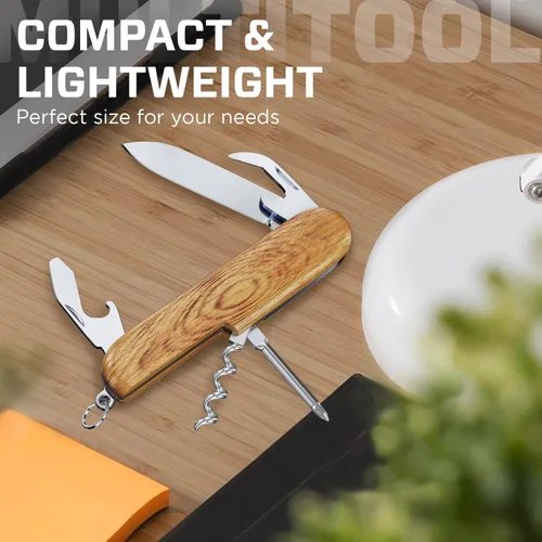 Miniatura 9 de Cuchillo de bolsillo pequeño 6 en 1 – Llavero multiherramienta – Cuchillo de bolsillo compacto para niños con abridor de botellas, abrelatas, 3