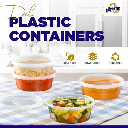 Miniatura 2 de Recipientes de almacenamiento de plástico con tapas [24 juegos] de 16 onzas – Contenedores de alimentos reutilizables para el hogar y los negocios