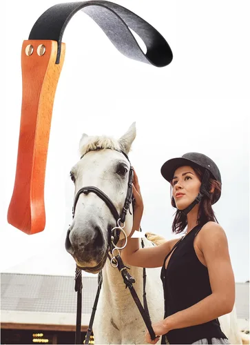Miniatura 7 de Cultivo de cuero sintético para caballos ecuestre con mango de madera antideslizante