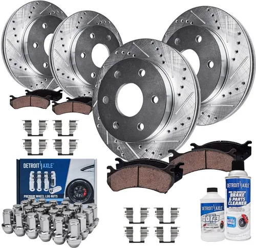 Miniatura 72 de Detroit Axle - Rotores de freno para Ford 2013-2019 Explorer Taurus Flex Lincoln MKT MKS, rotores de freno de disco ranurados perforados de repuesto
